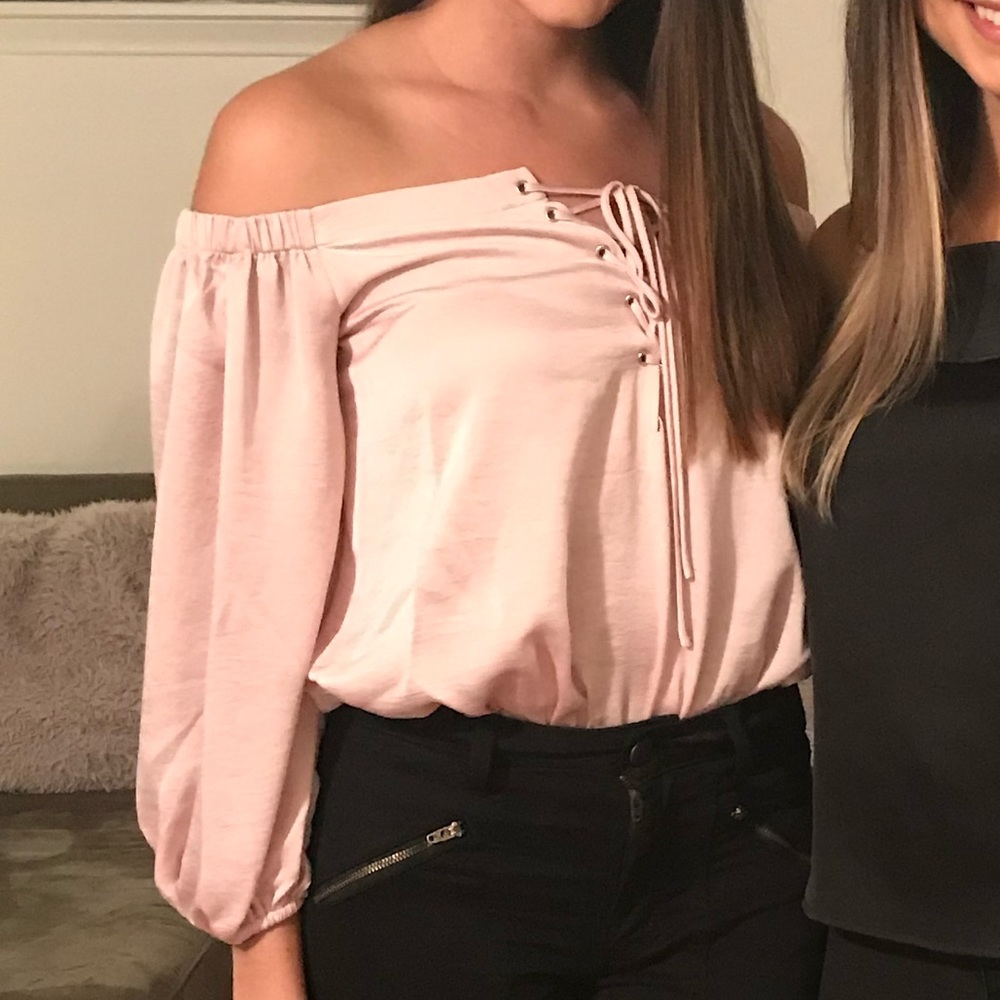 Express Pink Off the Shoulder Bodysuit